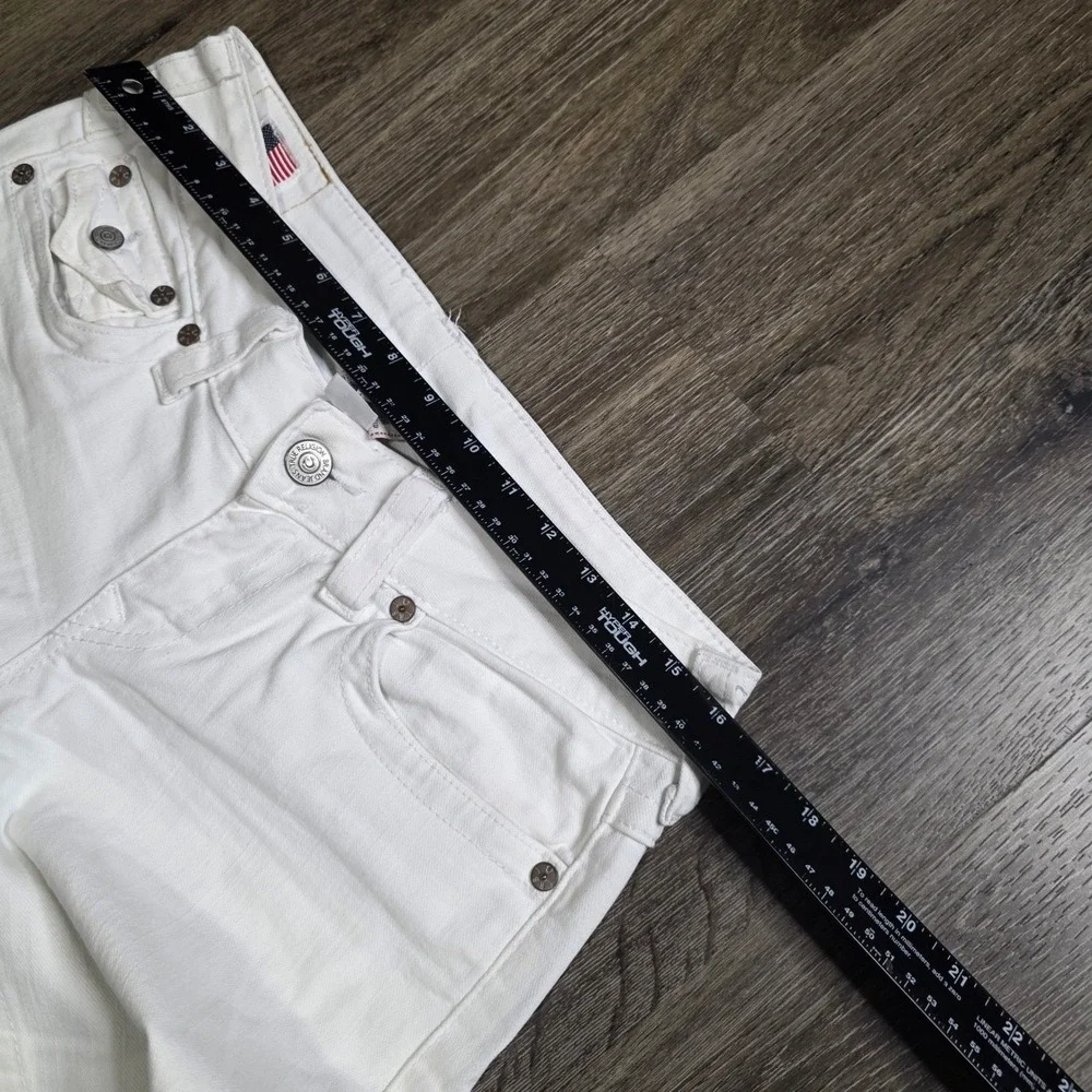 True Religion Womens 28 Billy Bootcut Jeans White Flap Pocket Low Rise STAINED - Picture 10 of 15